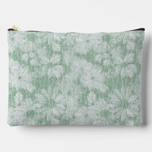 Floral Daisy Velvety Mint Green Zubehörtasche (Vorderseite)