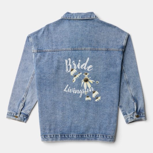 Floral Daisy Waterfall Bridal Bride Denim Jacket Jeansjacke (Rückseite)