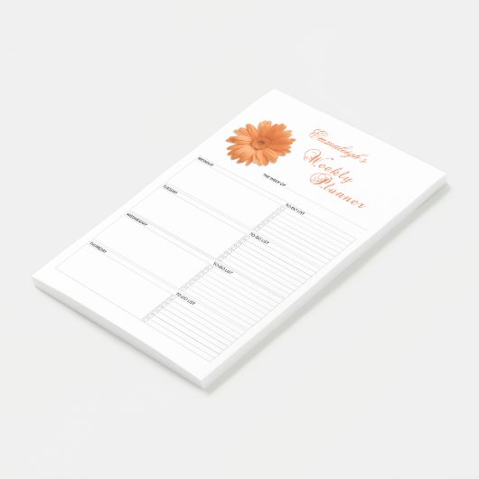 Floral Daisy Weekly Planner Personalisiert Post-it Klebezettel (angewinkelt)