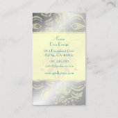 Floral Damask Aquamarin/Imitat Silber Visitenkarte (Rückseite)