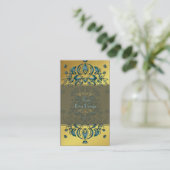 Floral Damask Aquamarines Gold Visitenkarte (Stehend Vorderseite)