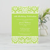 Floral Damask Birthday Einladung (Stehend Vorderseite)