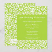 Floral Damask Birthday Einladung (Vorne/Hinten)