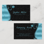 Floral Damask Blue Swirl Visitenkarte (Vorne/Hinten)