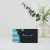 Floral Damask Blue Swirl Visitenkarte (Stehend Vorderseite)
