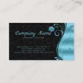 Floral Damask Blue Swirl Visitenkarte (Rückseite)