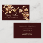 Floral Damask Business Card Visitenkarte (Vorne/Hinten)