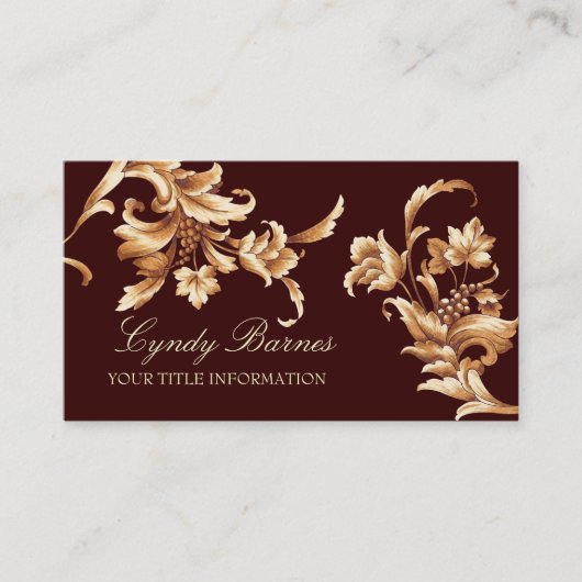 Floral Damask Business Card Visitenkarte (Vorderseite)