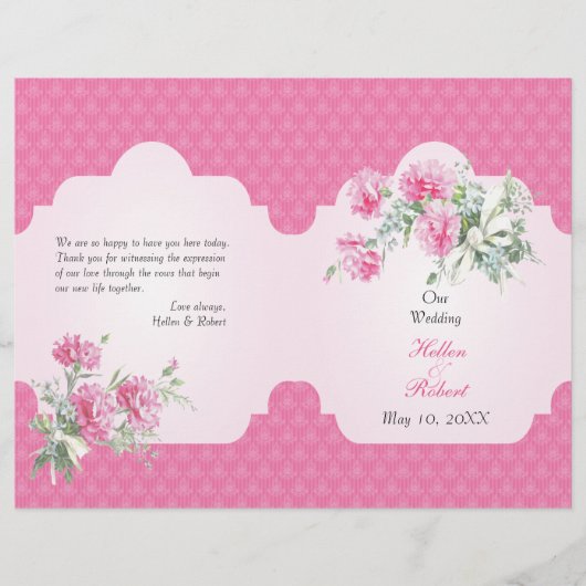 Floral Damask Elegantes Hochzeitsprogramm (Vorderseite)