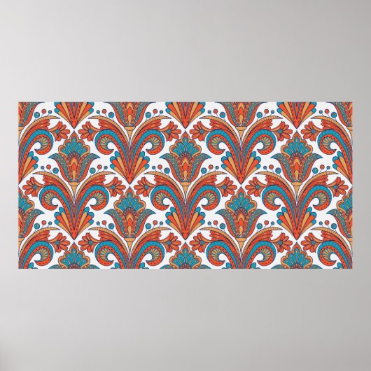 Floral Damask farblose nahtlose Muster Poster (Vorne)