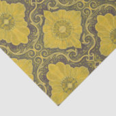Floral Damask Muster Gelbe Blumen Husk Brown Seidenpapier (Ausschnitt)