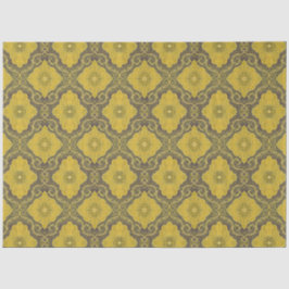 Floral Damask Muster Gelbe Blumen Husk Brown Seidenpapier