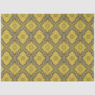 Floral Damask Muster Gelbe Blumen Husk Brown Seidenpapier