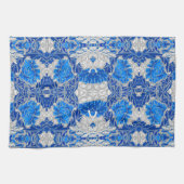 Floral Damask, Sapphire Blue und Grau Geschirrtuch (Horizontal)