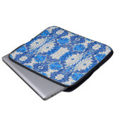 Floral Damask, Sapphire Blue und Grau Laptopschutzhülle (Vorne Knopf)