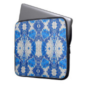 Floral Damask, Sapphire Blue und Grau Laptopschutzhülle (Vorderseite Links)