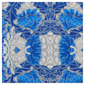 Floral Damask, Sapphire Blue und Grau Stoff (Nahaufnahme)