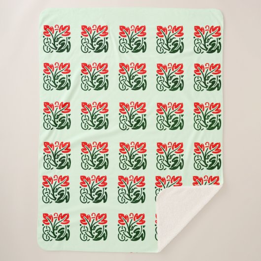 Floral Damask Sherpa Blanket Sherpadecke (Vorderseite)