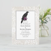 Floral Damask und Hochzeit Gothic Einladung (Stehend Vorderseite)