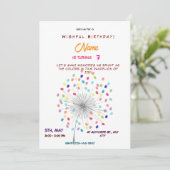 Floral Dandelion Whimsical Spring Birthday Einladung (Stehend Vorderseite)