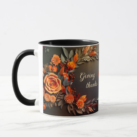 Floral Dankbarkeit Herzkartentafel Tasse (Links)