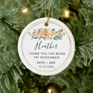 Floral Danke, dass du Bridesmaid warst Keramik Ornament