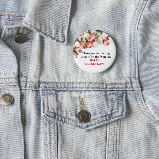 Floral Danke & Happy Nurses Day Button (Beispiel)