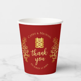 Floral danke Ihnen Chinesisch Hochzeitstee Zeremon Pappbecher