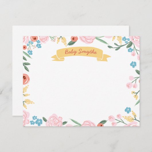 Floral danke Ihnen flache Notiz, neutrales geschle (Vorne/Hinten)