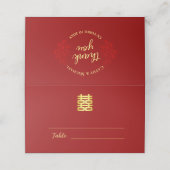 Floral danke Ihnen Logo chinesischen Hochzeit dopp Platzkarte (Außenseite Aufgefaltet)