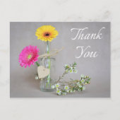 Floral Danke Pink, gelbe Gerbera Daisy Blume Postkarte (Vorderseite)