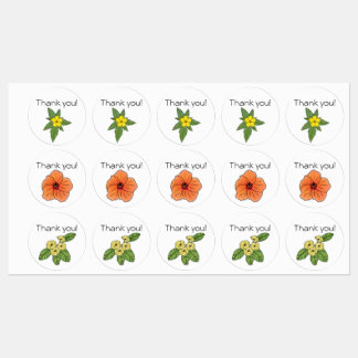 Floral "Danke" Stickers 3 Blume Designs Etiketten