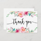 Floral Dankeschön Karte, Grün, Boho Mitteilungskarte (Vorne/Hinten)