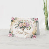 Floral Dankeschön Karte mit Watercolor Kranz (Vorderseite)