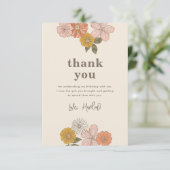 Floral Dankeschön Karte | Retro Floral (Stehend Vorderseite)