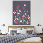 Floral Dark Boho Leinwanddruck (Insitu (Schlafzimmer))
