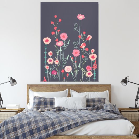 Floral Dark Boho Leinwanddruck (Insitu (Schlafzimmer))