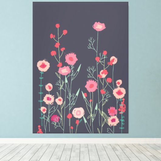 Floral Dark Boho Leinwanddruck (Insitu (Holzboden))