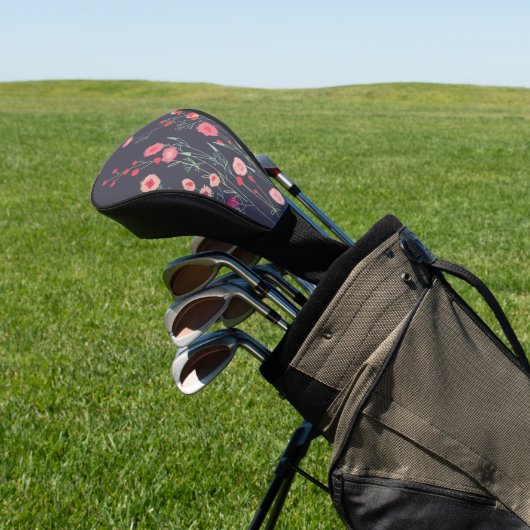 Floral Dark Golf Headcover (In SItu)