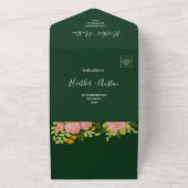 Floral Dark Green Wedding Botanic All In One Einladung (Außenbereich)