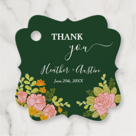 Floral Dark Green Wedding Botanic Geschenkanhänger