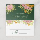 Floral Dark Green Wedding Botanic Platzkarte (Außenseite Aufgefaltet)