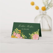 Floral Dark Green Wedding Botanic Platzkarte (Rückseite)