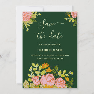 Floral Dark Green Wedding Vielen Dank Einladung