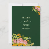 Floral Dark Green Wedding Vielen Dank Einladung (Rückseite)