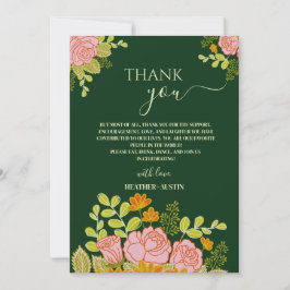 Floral Dark Green Wedding Vielen Dank Einladung
