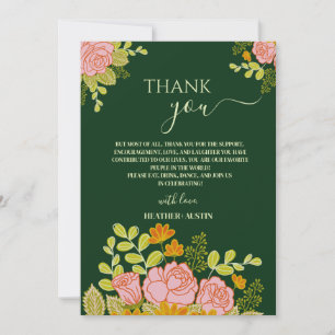 Floral Dark Green Wedding Vielen Dank Einladung