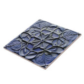 Floral Dark Indigo Blue Imitats Relief Blume Cross Fliese (Seite)