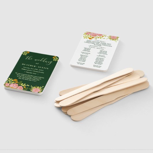 Floral Dark Navy Blue Wedding Botanic Program Fächer (Non-assembled)