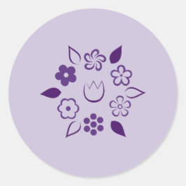 Floral Dark Plum Lila Frühling Blume Runder Aufkleber
